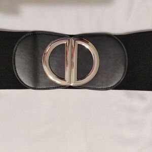 Elegant Black Belt with Silver Buckle